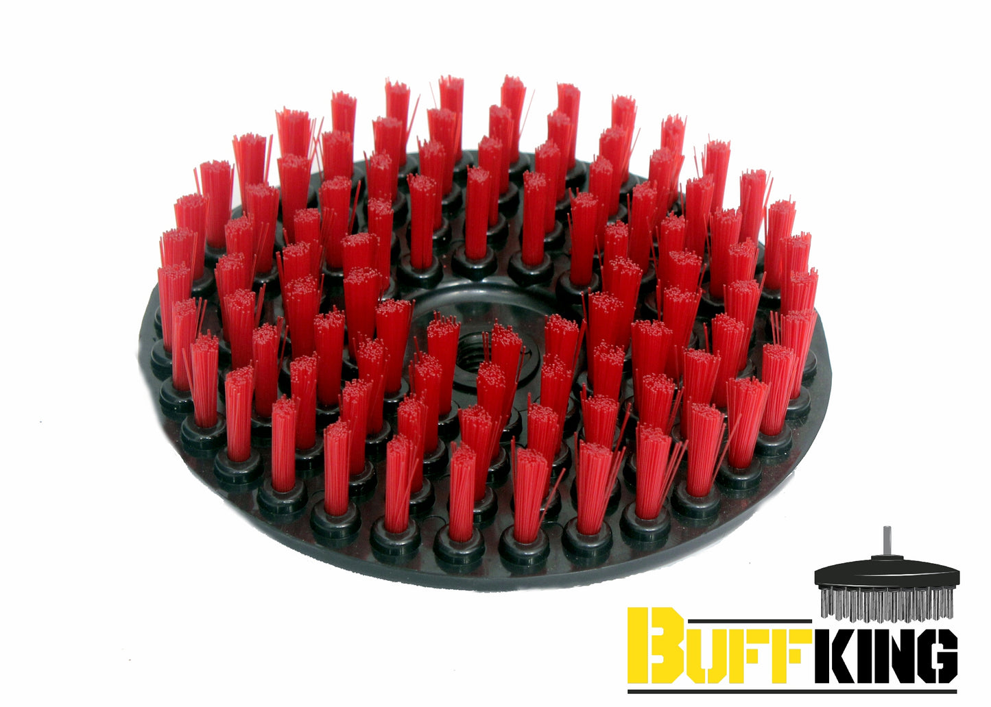 Buff King Cleaning DISC Pad Brush - 7 Inches (RED- MEDIUM Bristles) for Leather , Sofas ,Furniture stains , Glass stains , Car seats ,Car mats, Regular home carpets