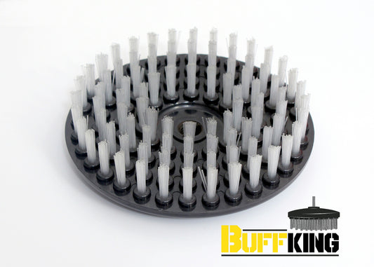 BUFFKING Cleaning DISC Pad Brush - 7 Inches (Grey Ultra Hard Bristles) Attached with Polishers / M14 Angle Grinders