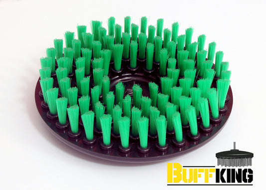 Buff King Cleaning DISC Pad Brush - 7 Inches (Green Soft Bristles) Attached with Polishers / M14 Angle Grinders