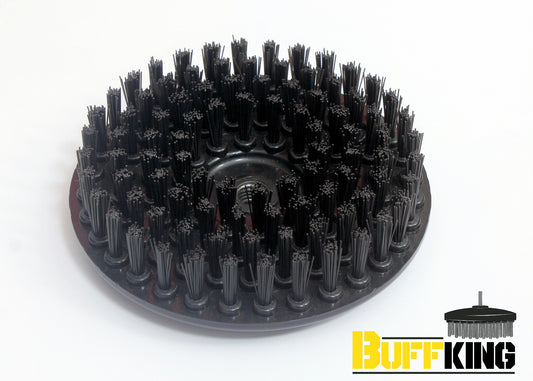 Buff King Cleaning DISC Pad Brush - 7 Inches (Black Hard Bristles) / Attached with Polishers / M14 Angle Grinders