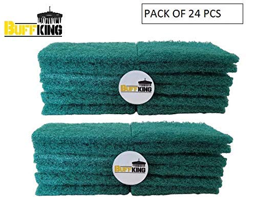 BUFFKING Nylon Scrub Pads for Kitchen, Sink, Tiles - Value Pack of 24 PCS (Green)