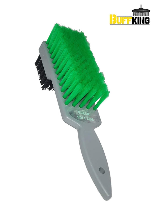 BUFFKING 2 Sided Heavy Duty Scrubber Brush Soft Side(Green)and Hard Side (Grey)