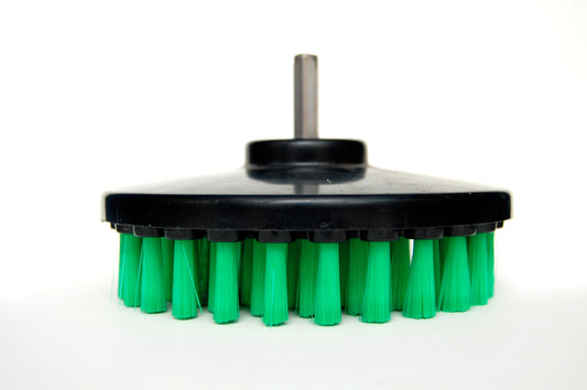 BUFFKING Plastic Cleaning Drill Brush (5.25 Inches, Green) Soft Bristle