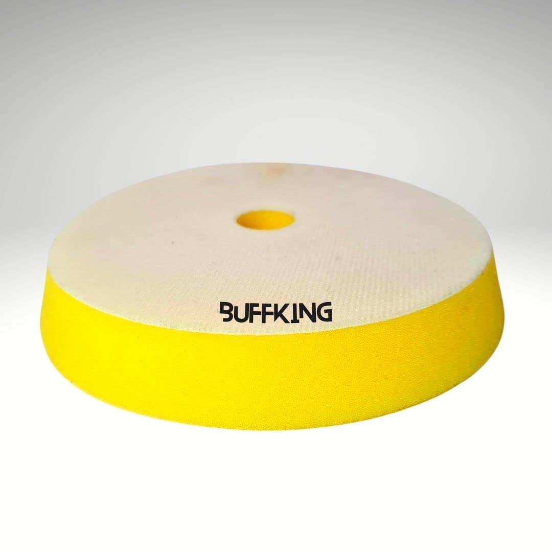 BUFFKING Pro Detailing Foam Pad 7"– Yellow for Polishing -01 Pc- Attached with Polisher Machines