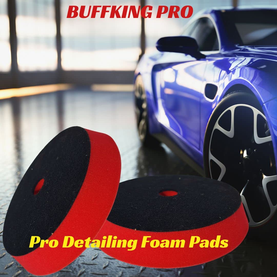 BUFFKING Pro Detailing Foam Pad 7" – RED for Finishing -01 Pc Attached with Polisher Machines