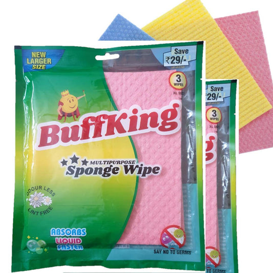 BUFFKING 6 Pcs Sponge Wipe for Cleaning Kitchen Counter Tops, Table Tops, Kitchen Stoves , Washing Area, Mirrors , Taps , Refrigerator, Sanitization ,Etc