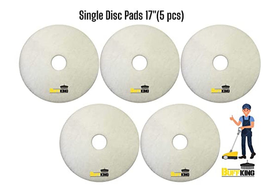 BUFFKING Polishing Pad 17 inches Attached with Single Disc Floor Scrubber & Polisher Machine - White (Pack of 5)