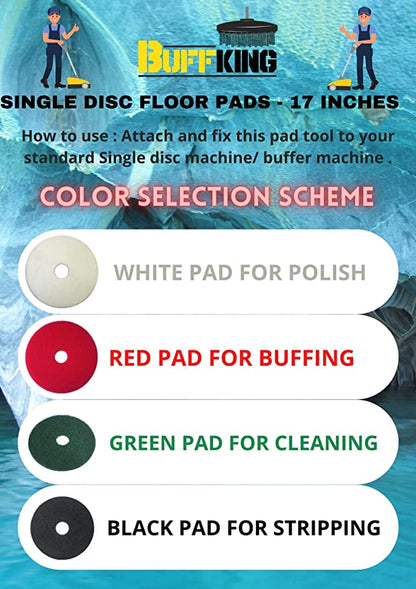 BUFFKING Polishing pad 17 Inches Attached with Single Disc Floor Scrubber & Polisher Machine - Green For Cleaning(Pack of 5)