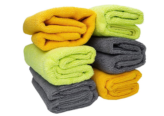 BUFFKING Microfiber Multipurpose Cleaning Cloth / 30cmX30cm / 300 GSM / Pack of 6 Pieces / for Cleaning Glass , Car/Bike Wash , Kitchen Surface,etc