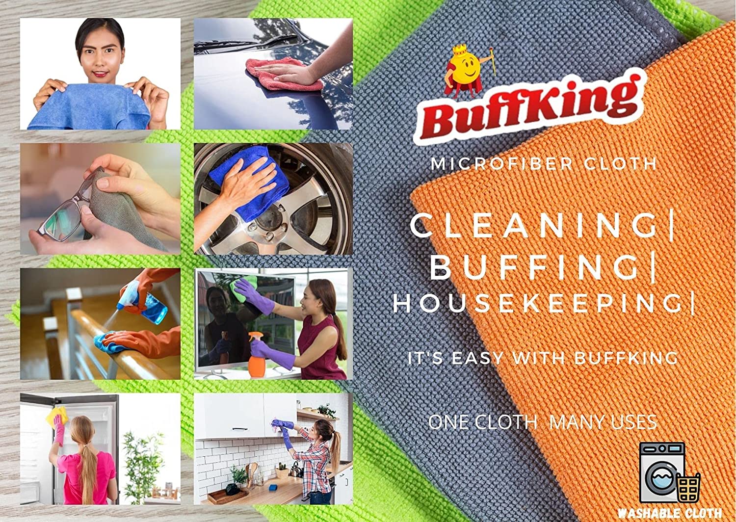 BUFFKING Cloth/General Cleaning Wooden Brush - 2 Pcs : Soft & Hard